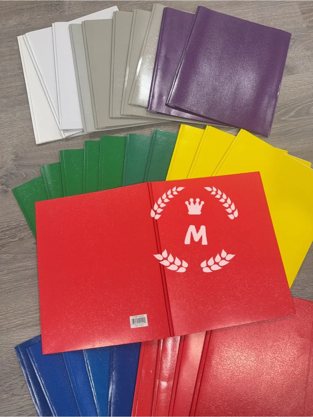 2 Pocket Paper Folder with Prongs Letter Size 7 Colors- 30 Folders Total